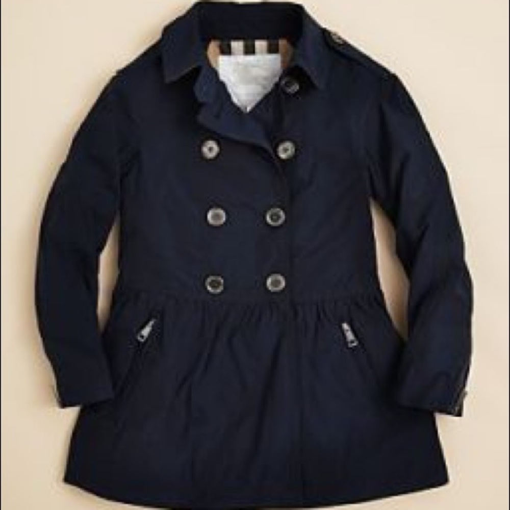 Burberry girls navy trench coat size 14 Y